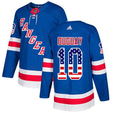 Adidas Rangers #10 Ron Duguay Royal Blue Home Authentic USA Flag Stitched NHL Jersey