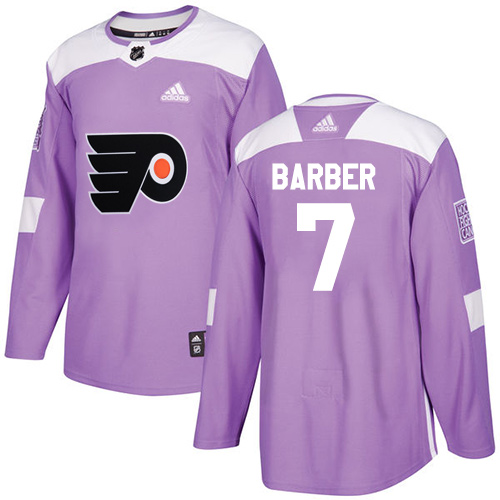 Adidas Flyers #7 Bill Barber Purple Authentic Fights Cancer Stitched NHL Jersey