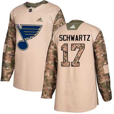 Adidas Blues #17 Jaden Schwartz Camo Authentic 2017 Veterans Day Stitched NHL Jersey