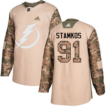 Adidas Lightning #91 Steven Stamkos Camo Authentic 2017 Veterans Day Stitched NHL Jersey