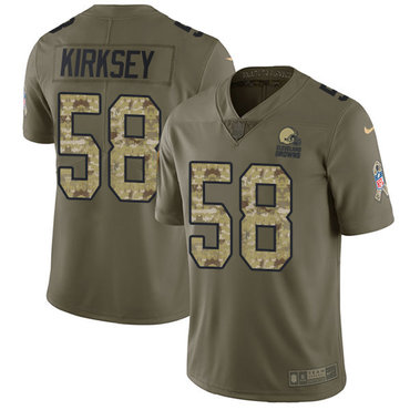 Nike Browns #58 Christian Kirksey Olive Camo Men's Stitched NFL Limited 2017 Salute To Service Jersey