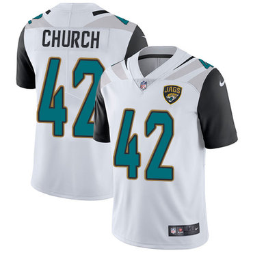 Nike Jaguars #42 Barry Church White Men's Stitched NFL Vapor Untouchable Limited Jersey