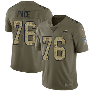 Nike Rams #76 Orlando Pace Olive Camo Men's Stitched NFL Limited 2017 Salute To Service Jersey