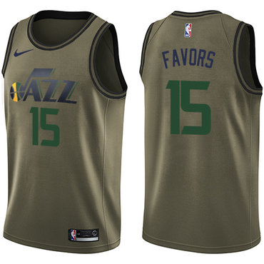 Nike Jazz #15 Derrick Favors Green Salute to Service NBA Swingman Jersey