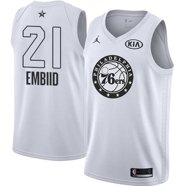 Nike 76ers #21 Joel Embiid White NBA Jordan Swingman 2018 All-Star Game Jersey