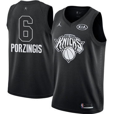 Nike Knicks #6 Kristaps Porzingis Black NBA Jordan Swingman 2018 All-Star Game Jersey