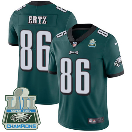 Nike Eagles #86 Zach Ertz Midnight Green Team Color Super Bowl LII Champions Men's Stitched NFL Vapor Untouchable Limited Jersey