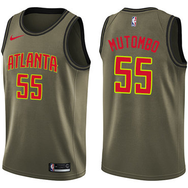 Nike Atlanta Hawks #55 Dikembe Mutombo Green Salute to Service NBA Swingman Jersey