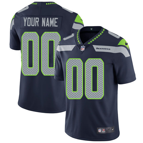 Men's Nike Seattle Sehawks Navy Customized Vapor Untouchable Player Limited Jersey