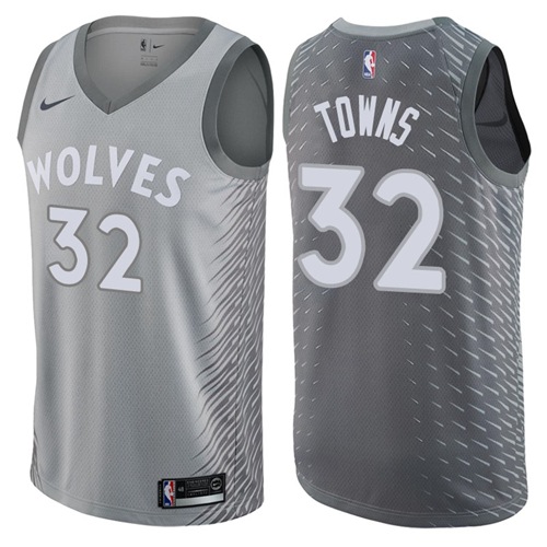 Nike Minnesota Timberwolves #32 Karl-Anthony Towns Gray NBA Swingman City Edition Jersey