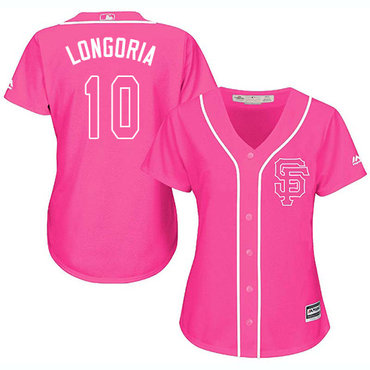 San Francisco Giants #10 Evan Longoria Pink Fashion Women's Stitched MLB Jersey