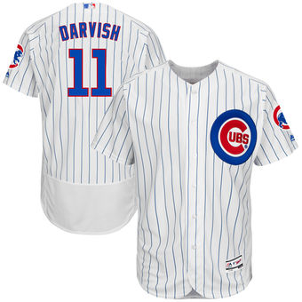 Men's Chicago Cubs #11 Yu Darvish White Authentic Collection Flex Base Player  Jersey