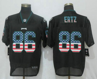 Men's Philadelphia Eagles #86 Zach Ertz Black USA Flag Fashion Stitched NFL Nike Elite Jersey