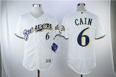 Men's Milwaukee Brewers #6 White Flexbase Authentic Collection Stitched MLB Jersey