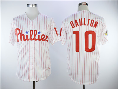 Men's Philadelphia Phillies #10 Darren Daulton White(Red Strip) New Cool Base Stitched MLB Jersey