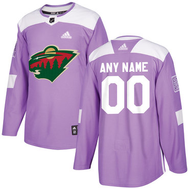 Men's Minnesota Wild Purple Pink Custom Adidas Hockey Fights Cancer Practice Jersey