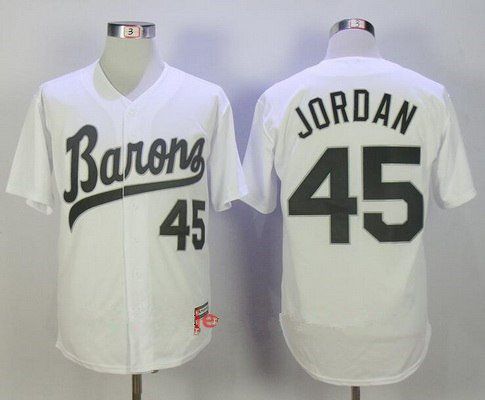 Size 4XL Men's Chicago White Sox Birmingham Barons #45 Michael Jordan White