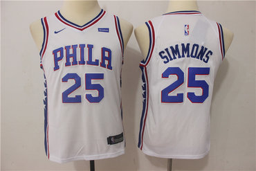 Nike 76ers 25 Ben Simmons White Youth Nike Swingman Jersey