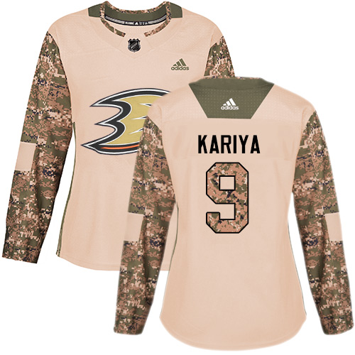 Adidas Anaheim Ducks #9 Paul Kariya Camo Authentic 2017 Veterans Day Women's Stitched NHL Jersey