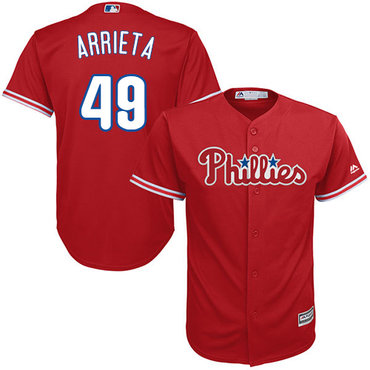 Philadelphia Phillies #49 Jake Arrieta Red New Cool Base Stitched MLB Jersey