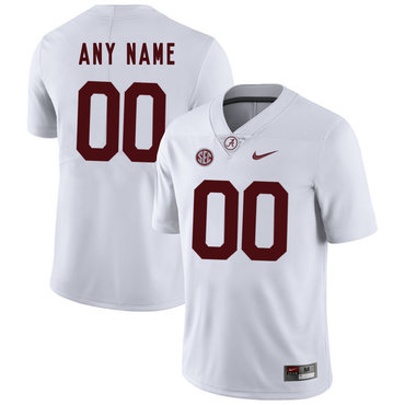 Alabama Crimson Tide White Men's Customized College Football Jersey