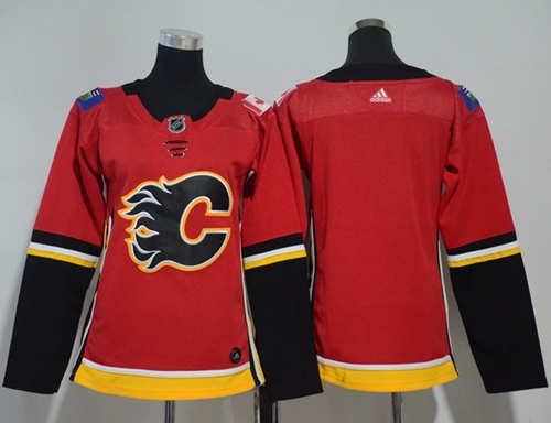 Adidas Calgary Flames Blank Red Home Authentic Women's Stitched NHL Jersey