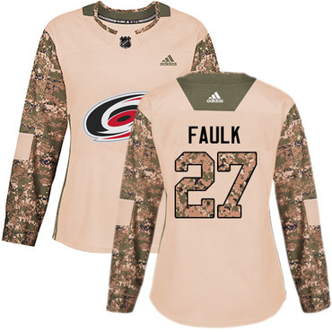 Adidas Carolina Hurricanes #27 Justin Faulk Camo Authentic 2017 Veterans Day Women's Stitched NHL Jersey