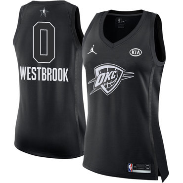 Nike Oklahoma City Thunder #0 Russell Westbrook Black Women's NBA Jordan Swingman 2018 All-Star Game Jersey