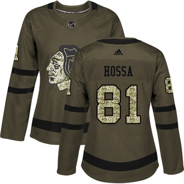 Adidas Chicago Blackhawks #81 Marian Hossa Green Salute to Service Women's Stitched NHL Jersey