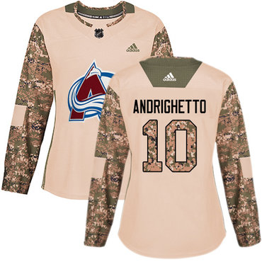 Adidas Colorado Avalanche #10 Sven Andrighetto Camo Authentic 2017 Veterans Day Women's Stitched NHL Jersey