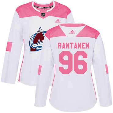 Adidas Colorado Avalanche #96 Mikko Rantanen White Pink Authentic Fashion Women's Stitched NHL Jersey