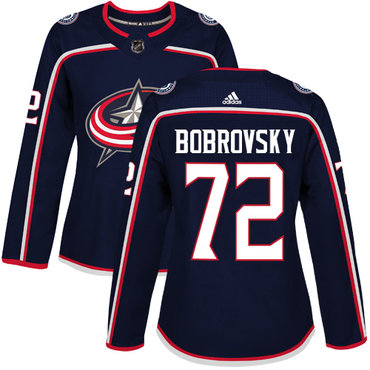 Adidas Columbus Blue Jackets #72 Sergei Bobrovsky Navy Blue Home Authentic Women's Stitched NHL Jersey