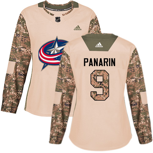 Adidas Columbus Blue Jackets #9 Artemi Panarin Camo Authentic 2017 Veterans Day Women's Stitched NHL Jersey