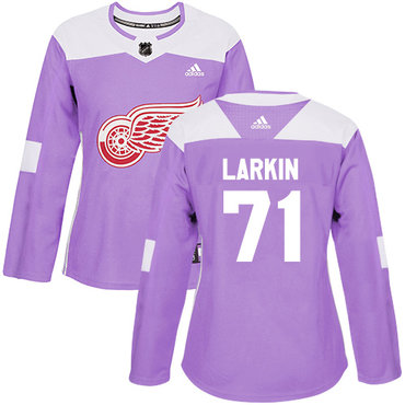 Adidas Detroit Red Wings #71 Dylan Larkin Purple Authentic Fights Cancer Women's Stitched NHL Jersey