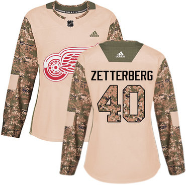 Adidas Detroit Red Wings #40 Henrik Zetterberg Camo Authentic 2017 Veterans Day Women's Stitched NHL Jersey