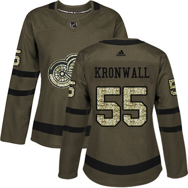 Adidas Detroit Red Wings #55 Niklas Kronwall Green Salute to Service Women's Stitched NHL Jersey