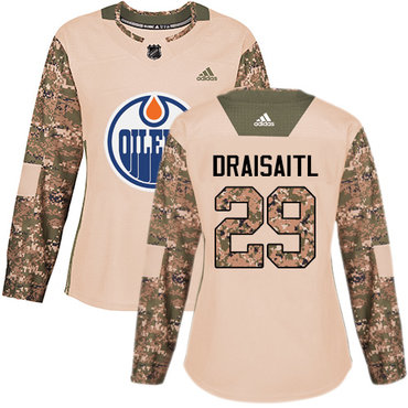 Adidas Edmonton Oilers #29 Leon Draisaitl Camo Authentic 2017 Veterans Day Women's Stitched NHL Jersey