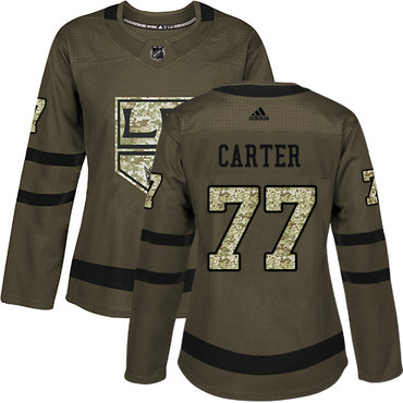 Adidas Los Angeles Kings #77 Jeff Carter Green Salute to Service Women's Stitched NHL Jersey