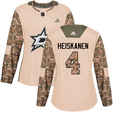 Adidas Dallas Stars #4 Miro Heiskanen Camo Authentic 2017 Veterans Day Women's Stitched NHL Jersey