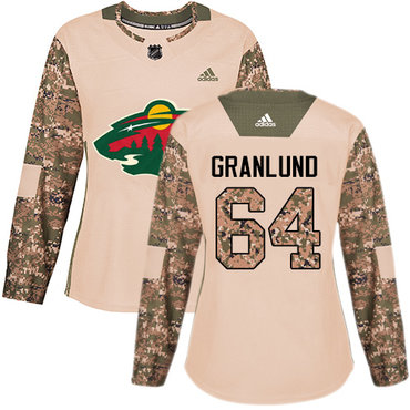 Adidas Minnesota Wild #64 Mikael Granlund Camo Authentic 2017 Veterans Day Women's Stitched NHL Jersey