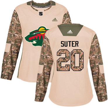 Adidas Minnesota Wild #20 Ryan Suter Camo Authentic 2017 Veterans Day Women's Stitched NHL Jersey