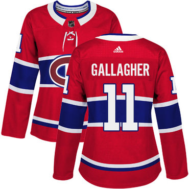 Adidas Montreal Canadiens #11 Brendan Gallagher Red Home Authentic Women's Stitched NHL Jersey