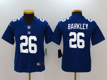 Nike New York Giants #26 Saquon Barkley Royal Youth 2018 NFL Draft Pick Limited Jersey