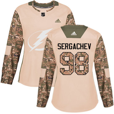 Adidas Tampa Bay Lightning #98 Mikhail Sergachev Camo Authentic 2017 Veterans Day Women's Stitched NHL Jersey