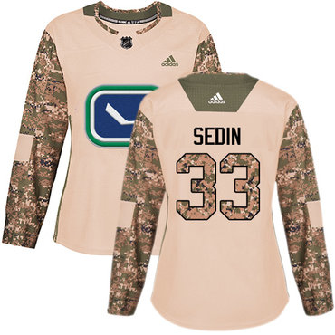 Adidas Vancouver Canucks #33 Henrik Sedin Camo Authentic 2017 Veterans Day Women's Stitched NHL Jersey