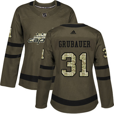 Adidas Washington Capitals #31 Philipp Grubauer Green Salute to Service Women's Stitched NHL Jersey