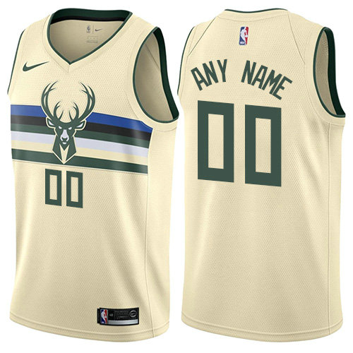 Men's Nike Milwaukee Bucks Customized Authentic Cream NBA City Edition Jersey