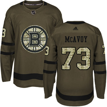 Adidas Bruins #73 Charlie McAvoy Green Salute to Service Youth Stitched NHL Jersey