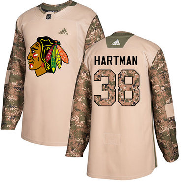 Adidas Blackhawks #38 Ryan Hartman Camo Authentic 2017 Veterans Day Stitched Youth NHL Jersey