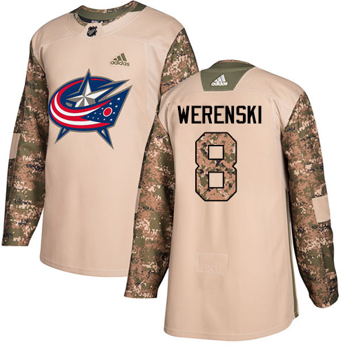 Adidas Blue Jackets #8 Zach Werenski Camo Authentic 2017 Veterans Day Stitched Youth NHL Jersey